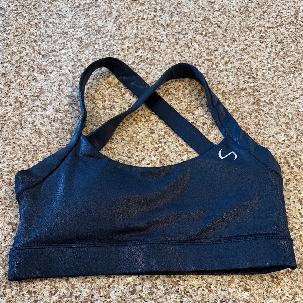 Take Life Further ( TLF ) Black Shimmer Sports Bra size Medium - Picture 2 of 6